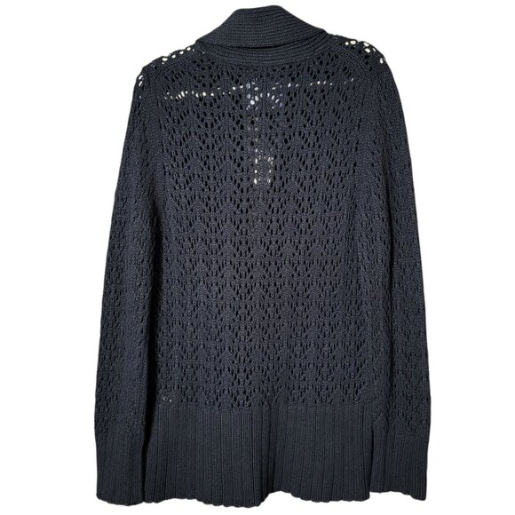 Old Navy Womens Blue Angora Wool Y2K Shawl Neck Open Knit Grandpa Sweater XL - Picture 5 of 10